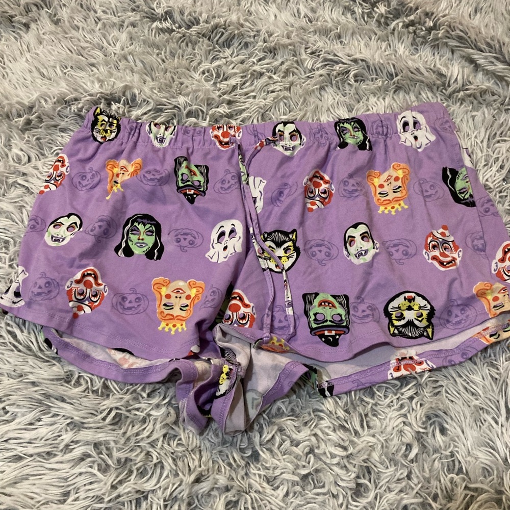 Women's Purple Patterned Pajama Shorts